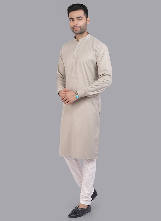 Plain Art Silk Silver Kurta Pyjama - M6724