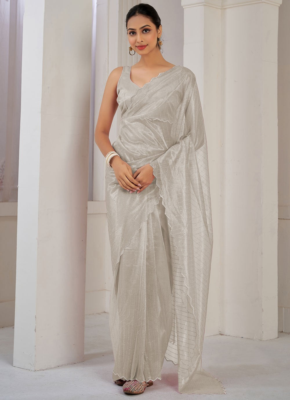 Classic Cutdana Net, Organza Saree - S10606