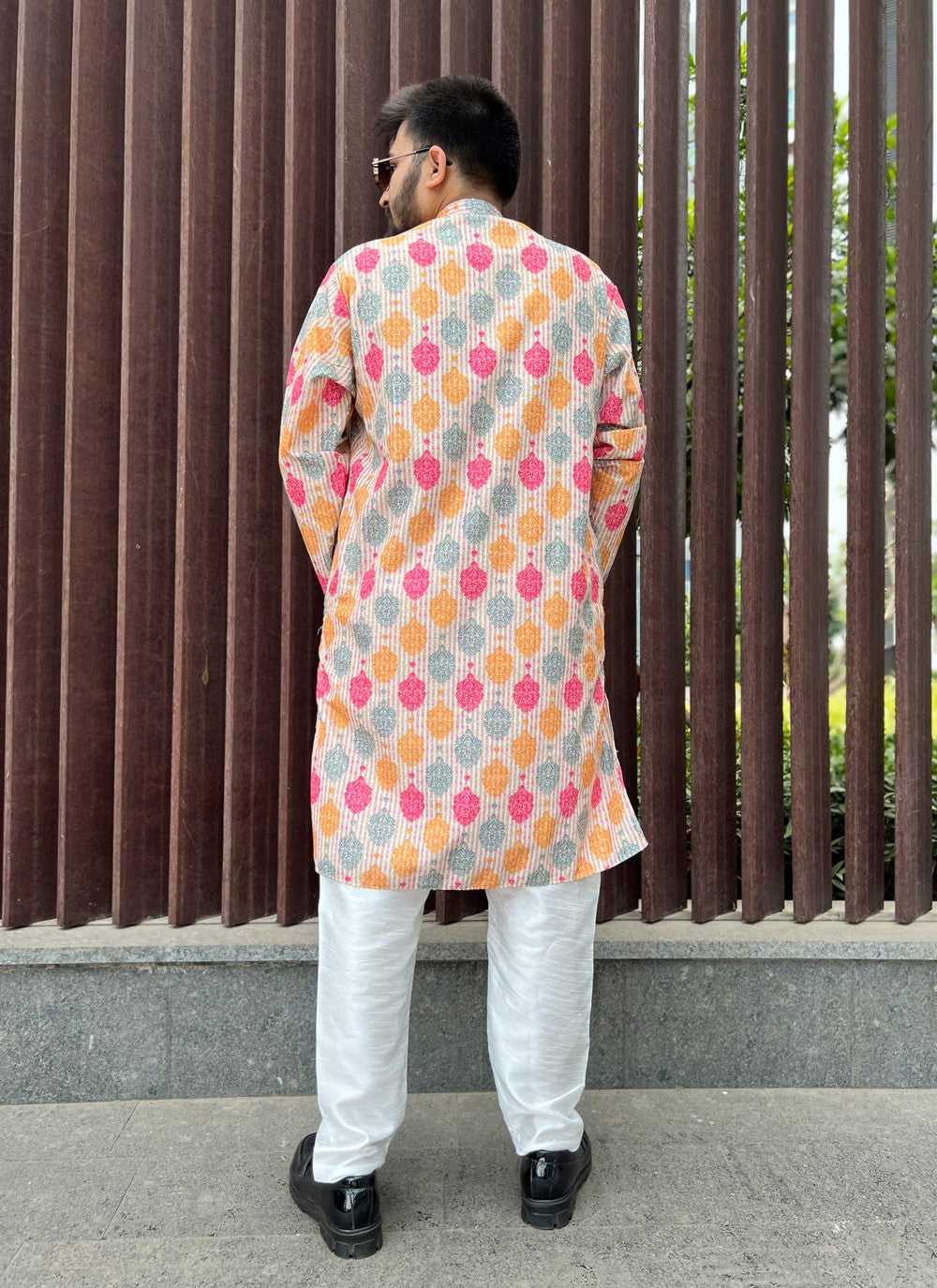 Embroidered Soft Cotton Multi Colour Kurta Pyjama - M5169