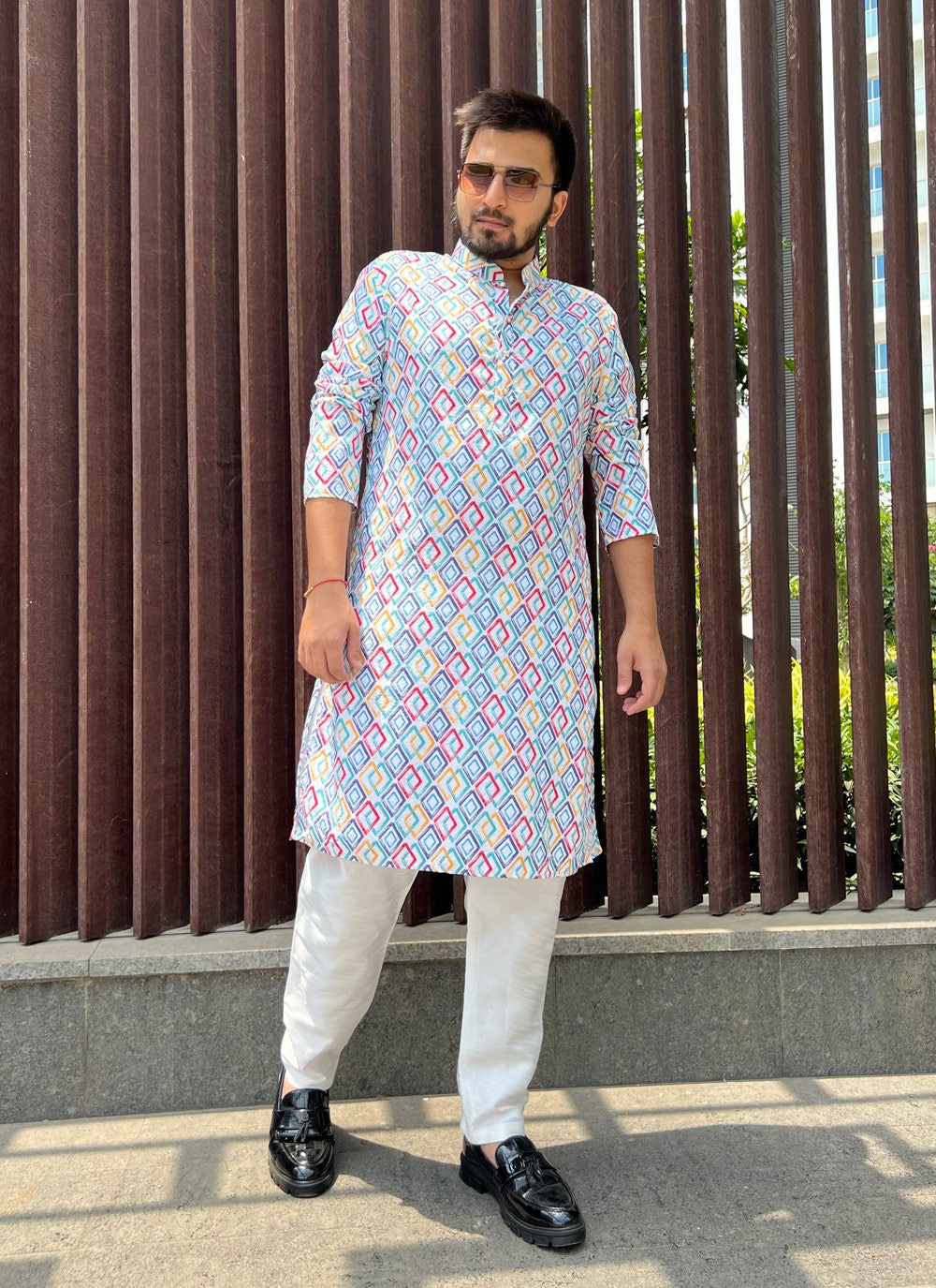 Embroidered Soft Cotton Blue Kurta Pyjama - M5170