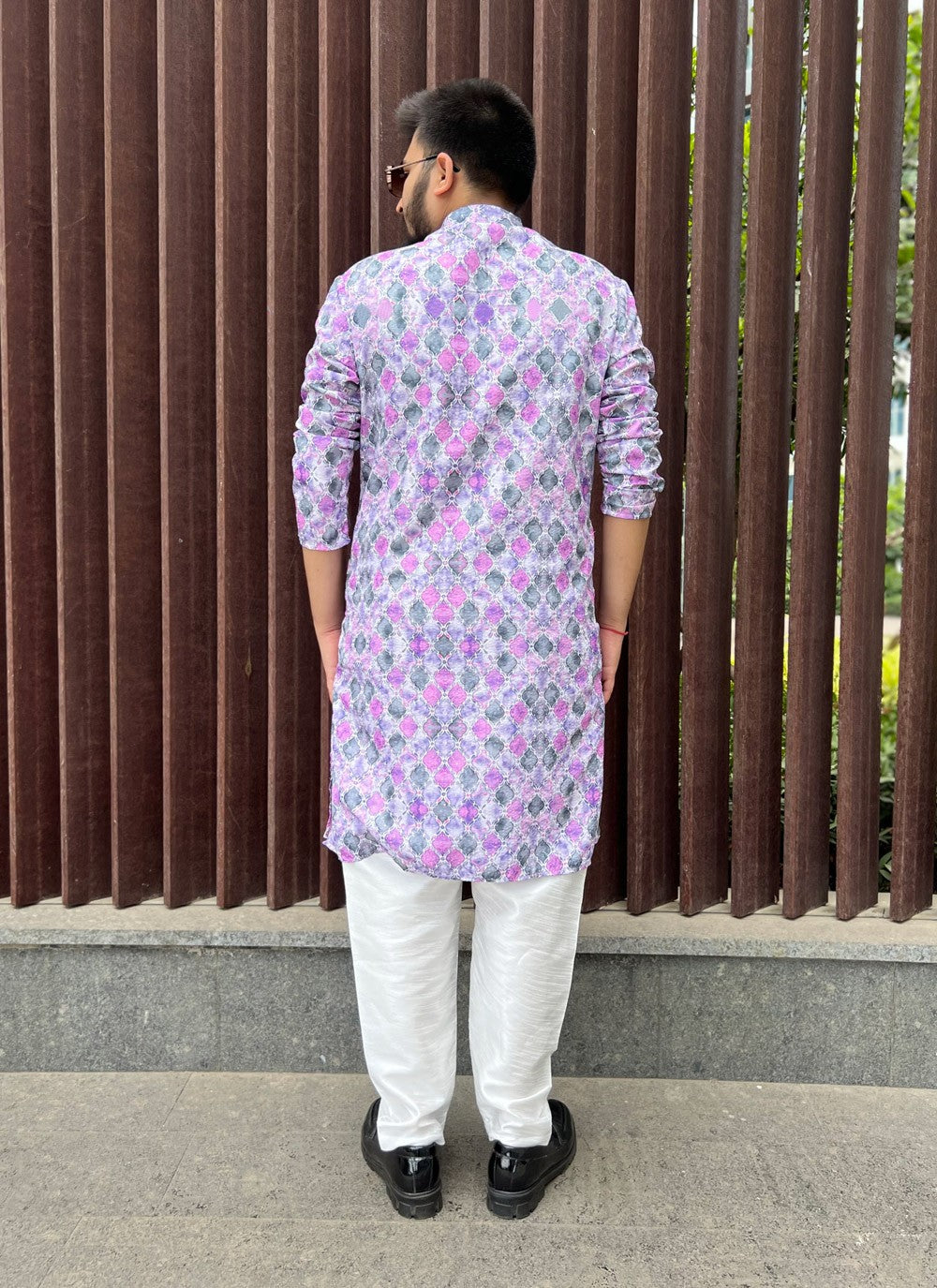 Embroidered Soft Cotton Purple Kurta Pyjama - M5166