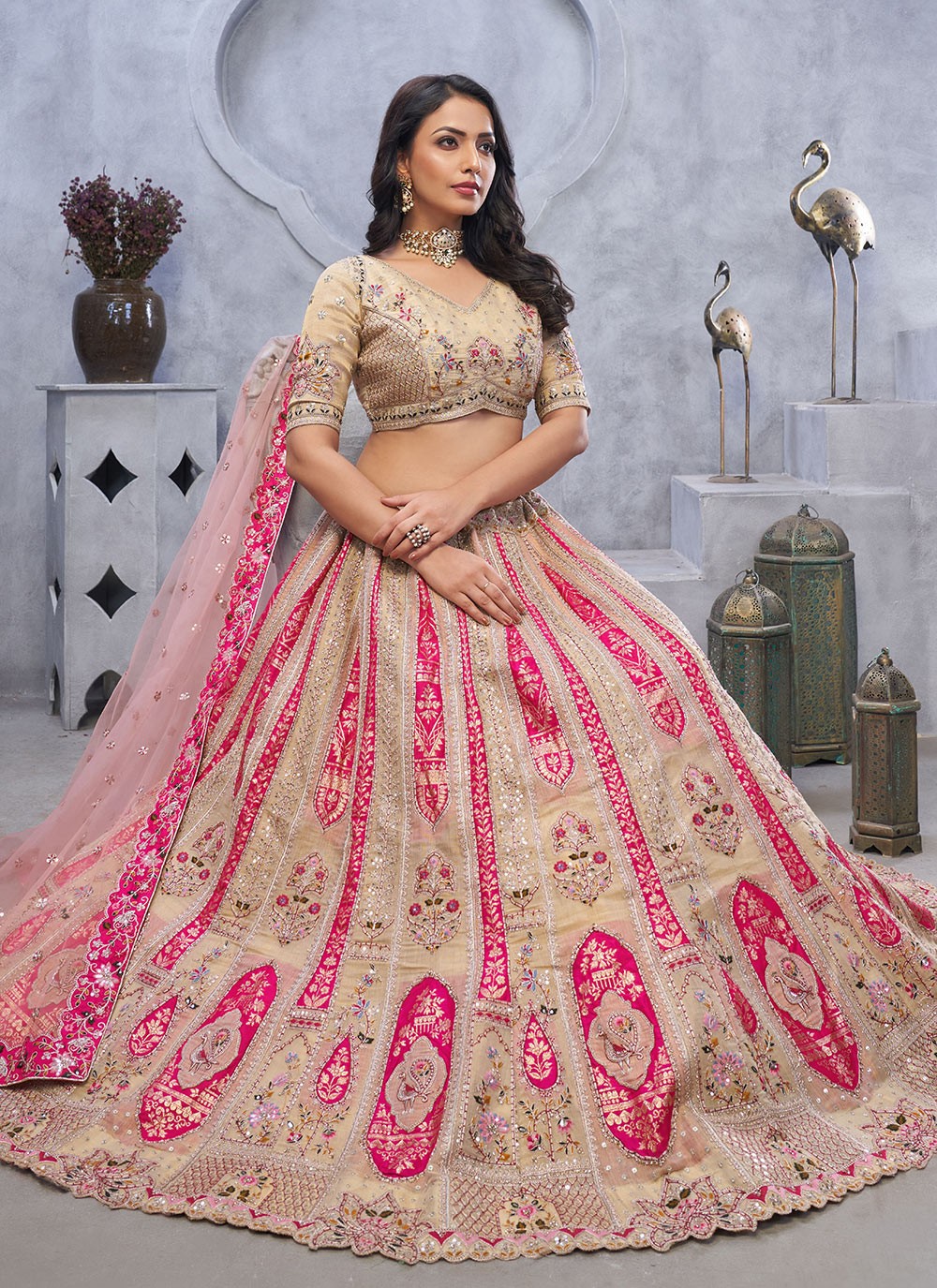 Embroidered Organza, Silk Lehenga - L3112