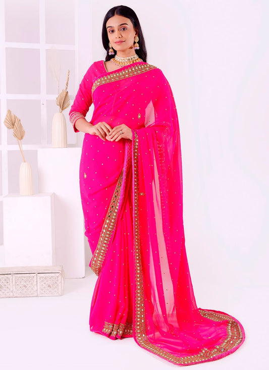 Classic Embroidered Georgette Saree - S7727