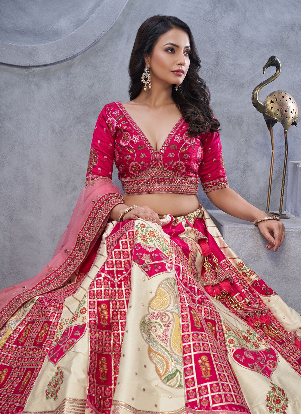 Embroidered Net A - Line Lehenga - L2852