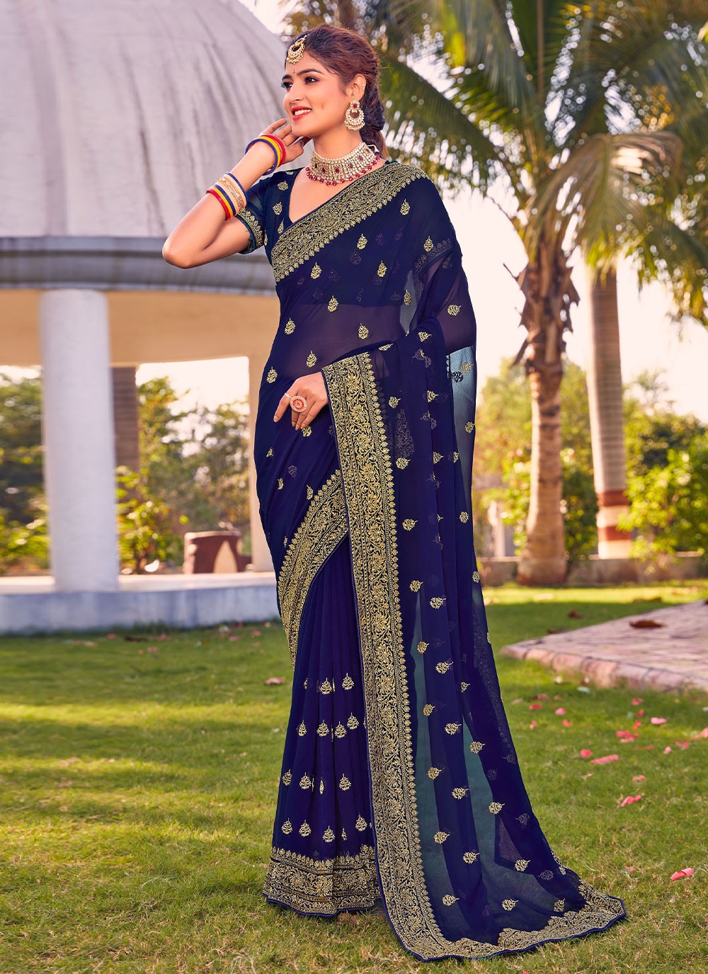 Saree Embroidered Georgette Saree - S2618