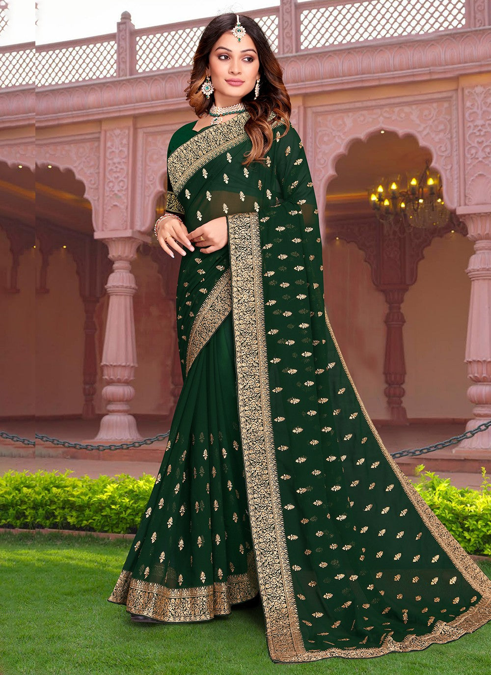 Classic Embroidered Georgette Saree - S3313