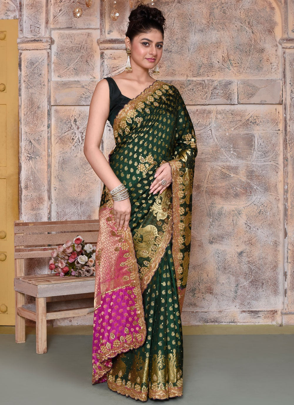 Classic Embroidered Kanjivaram Silk Saree - S7820