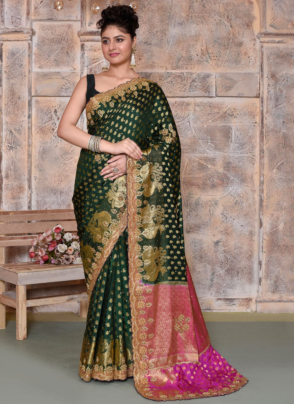 Classic Embroidered Kanjivaram Silk Saree - S7820