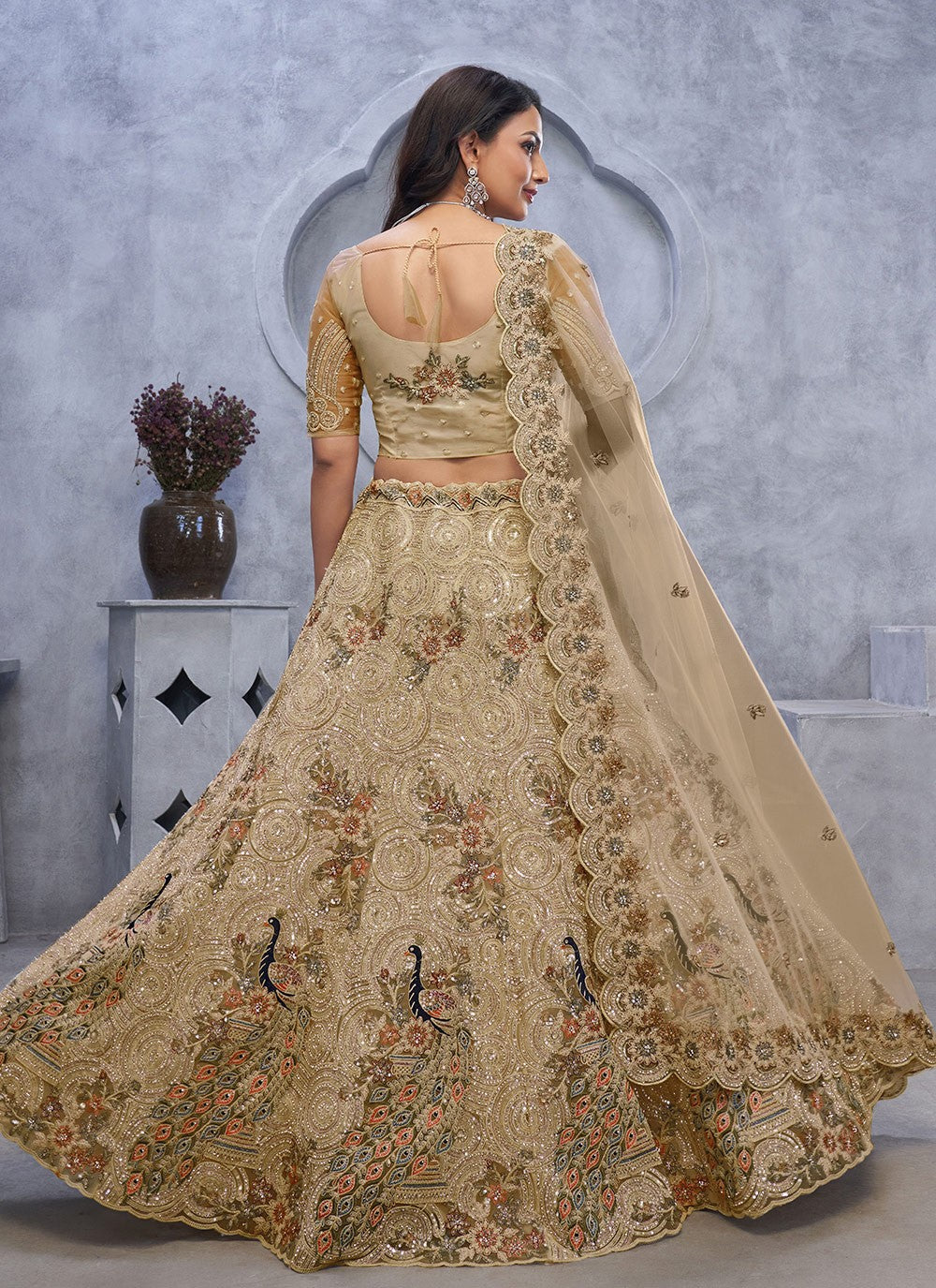 Embroidered Net A - Line Lehenga - L2852