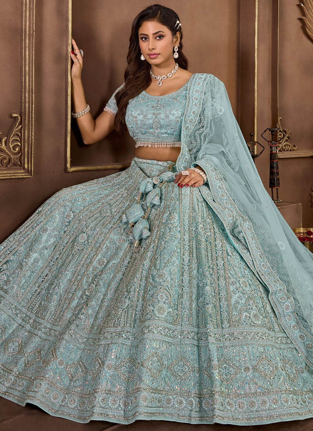 Embroidered Net Readymade Lehenga Choli - L2515