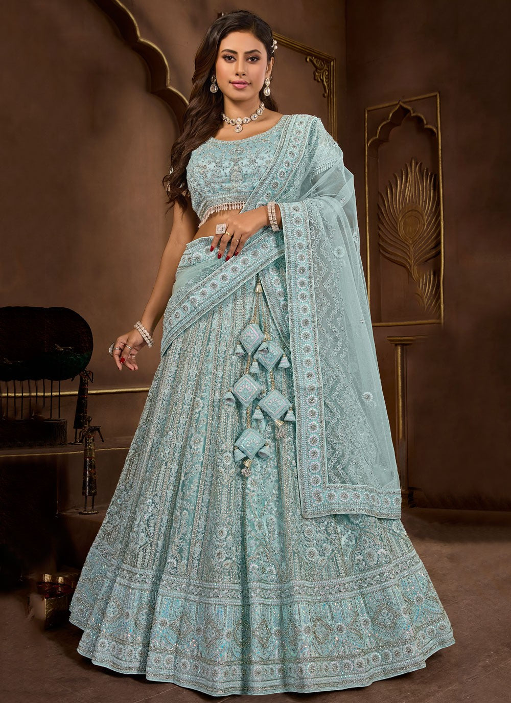 Embroidered Net Readymade Lehenga Choli - L2515