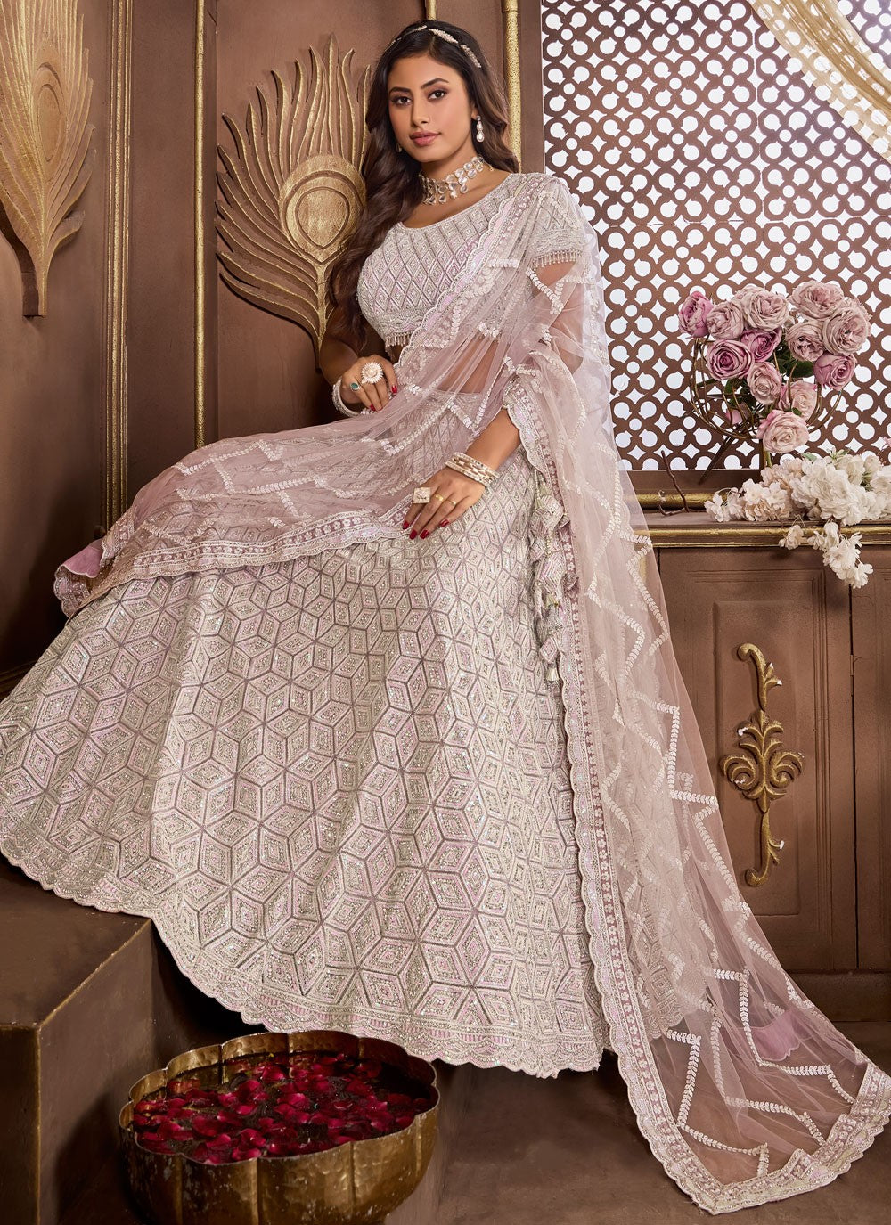 Embroidered Net Readymade Lehenga Choli - L2515