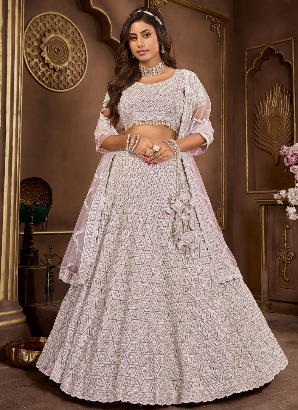 Embroidered Net Readymade Lehenga Choli - L2515