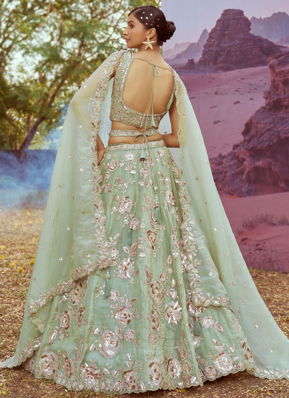 Beads Organza A - Line Lehenga - L2914