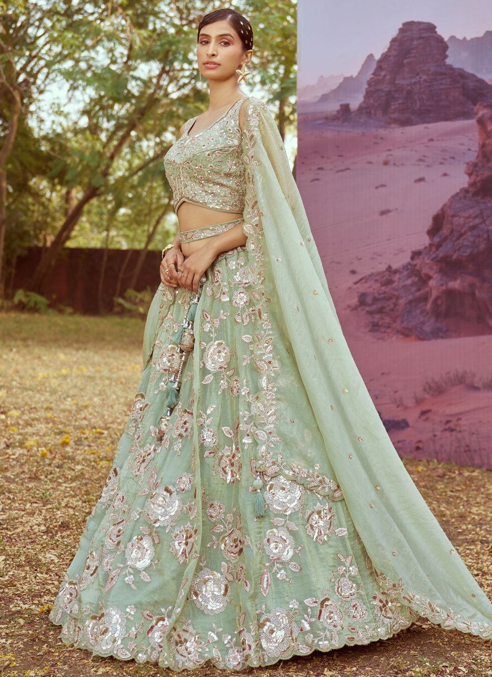 Beads Organza A - Line Lehenga - L2914