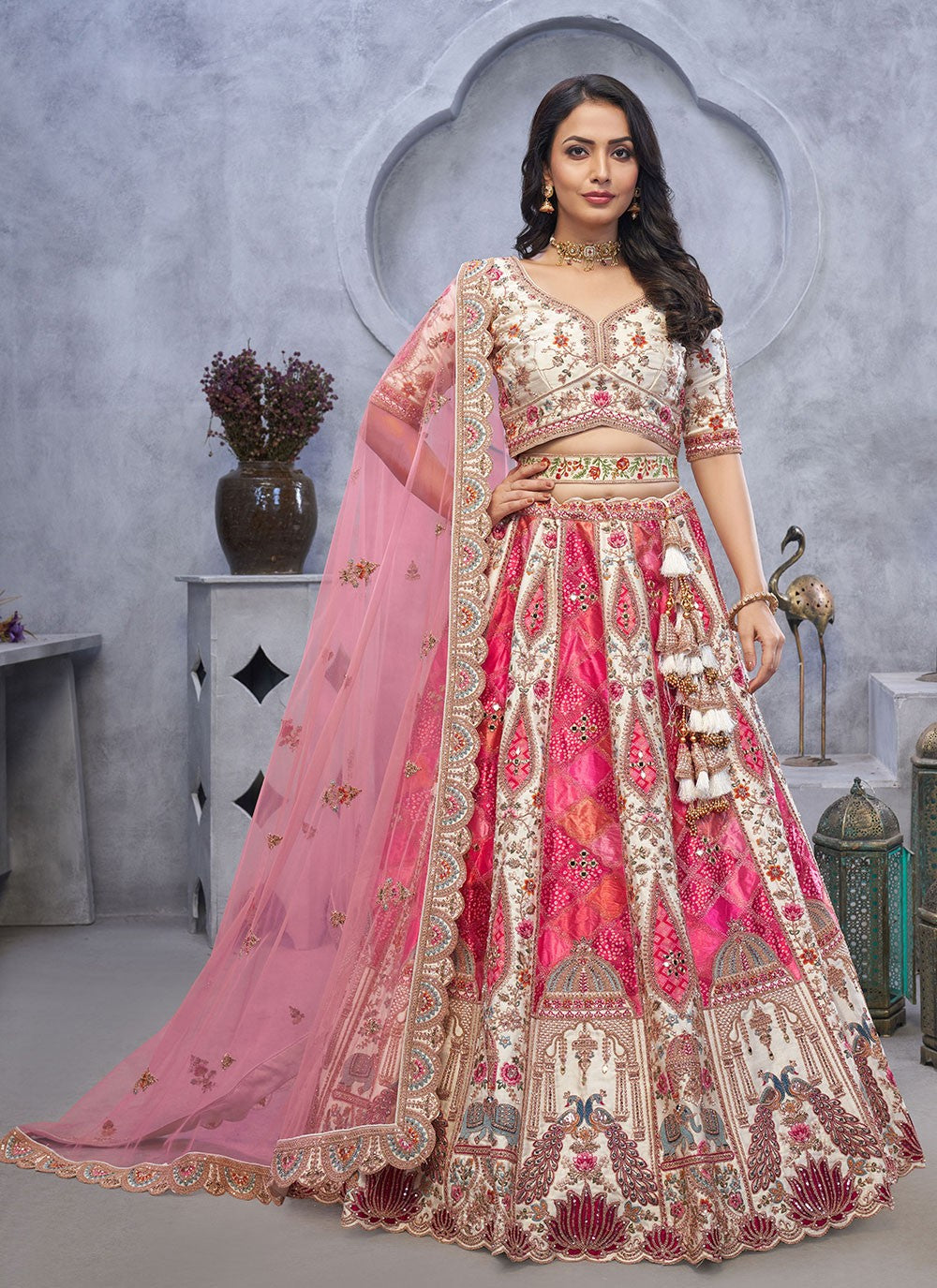 Embroidered Net A - Line Lehenga - L2852