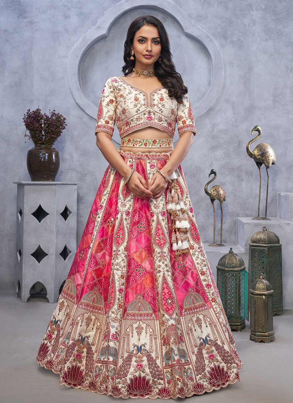 Embroidered Net A - Line Lehenga - L2852