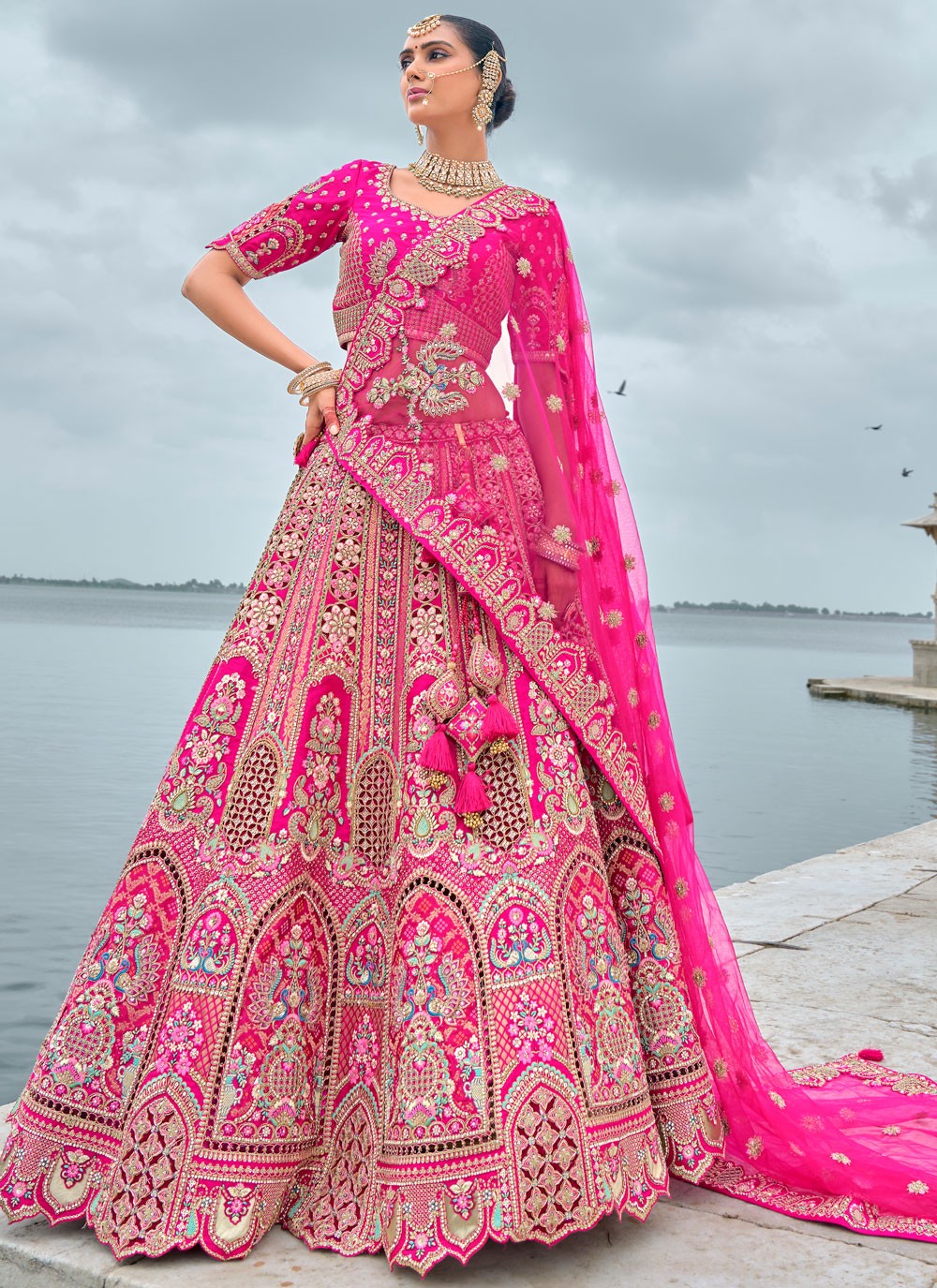 Embroidered Silk A - Line Lehenga - L2783