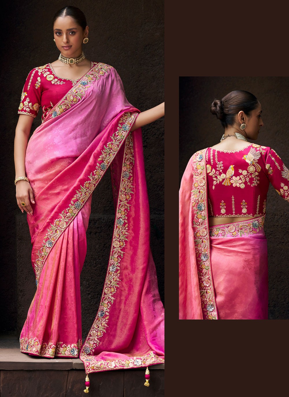 Classic Embroidered Tissue, Viscose Saree - S9502