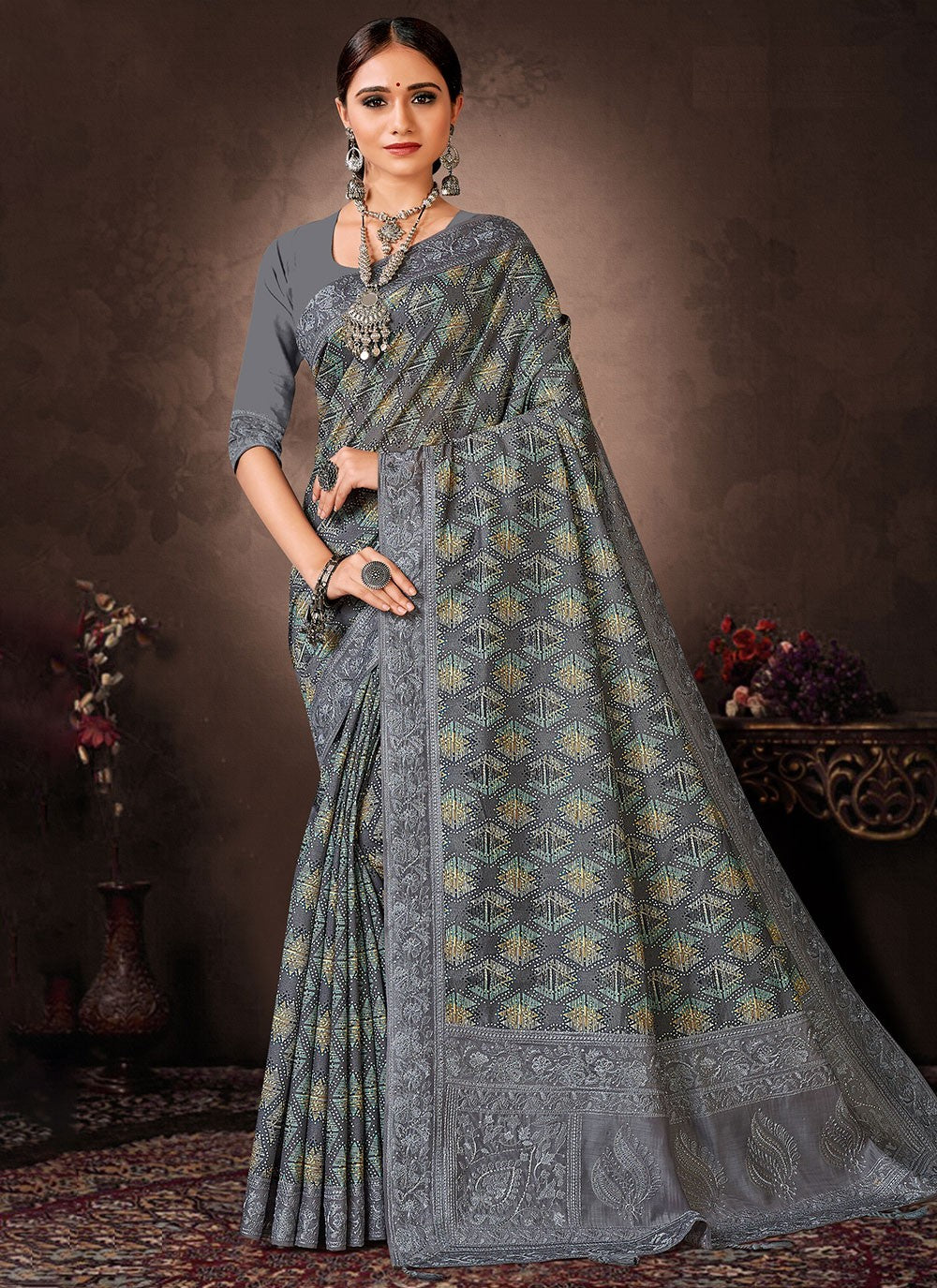 Classic Digital Print Chanderi Silk Saree - S4643