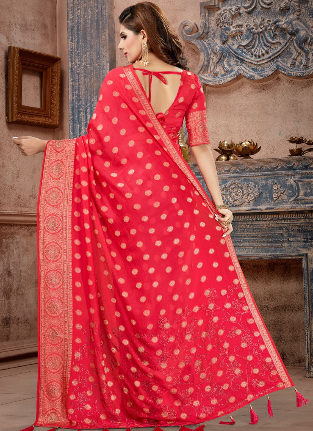 Traditional Stones Silk Saree - S0222