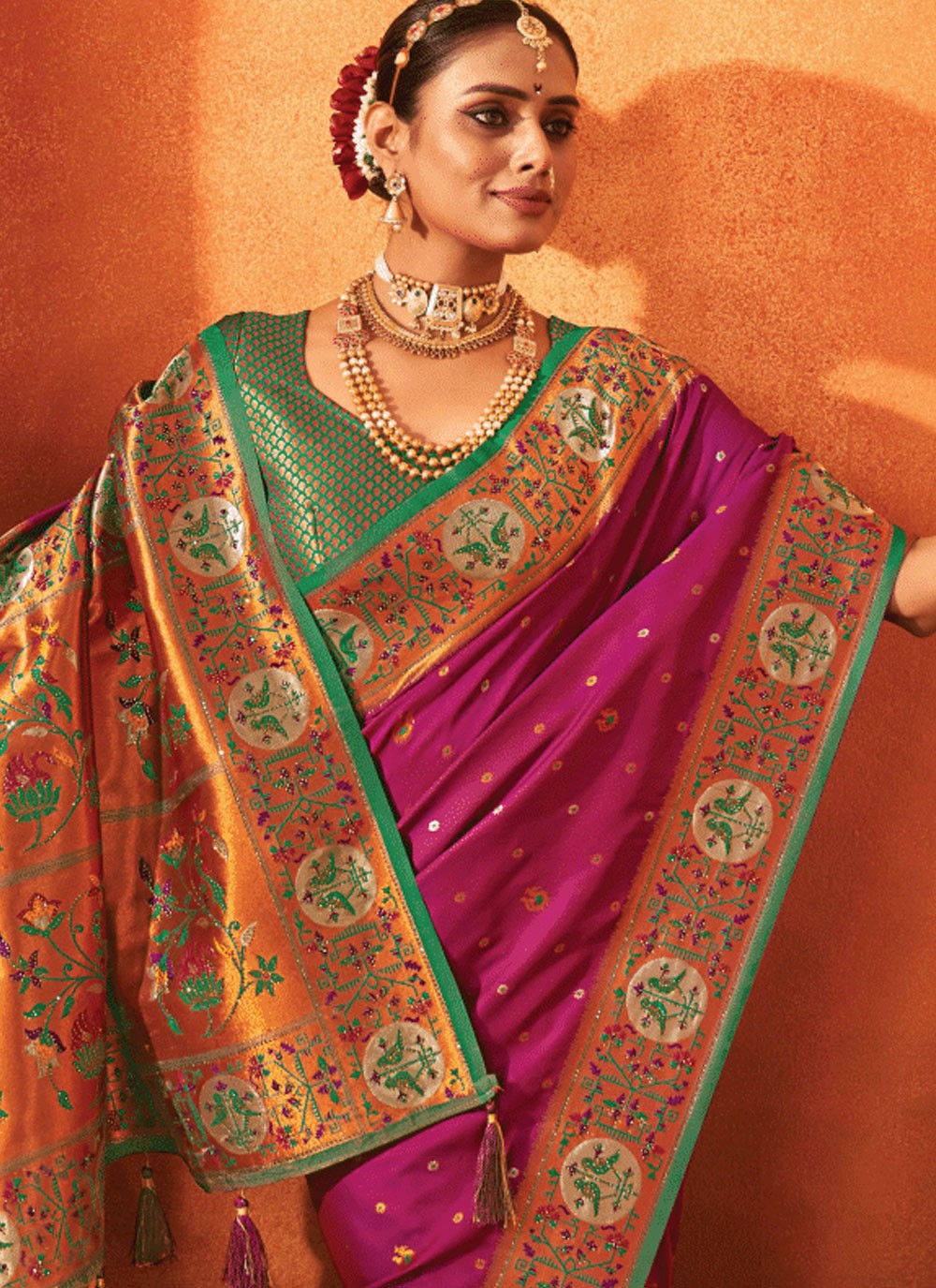 Classic Swarovski Banarasi Silk Saree - S6392