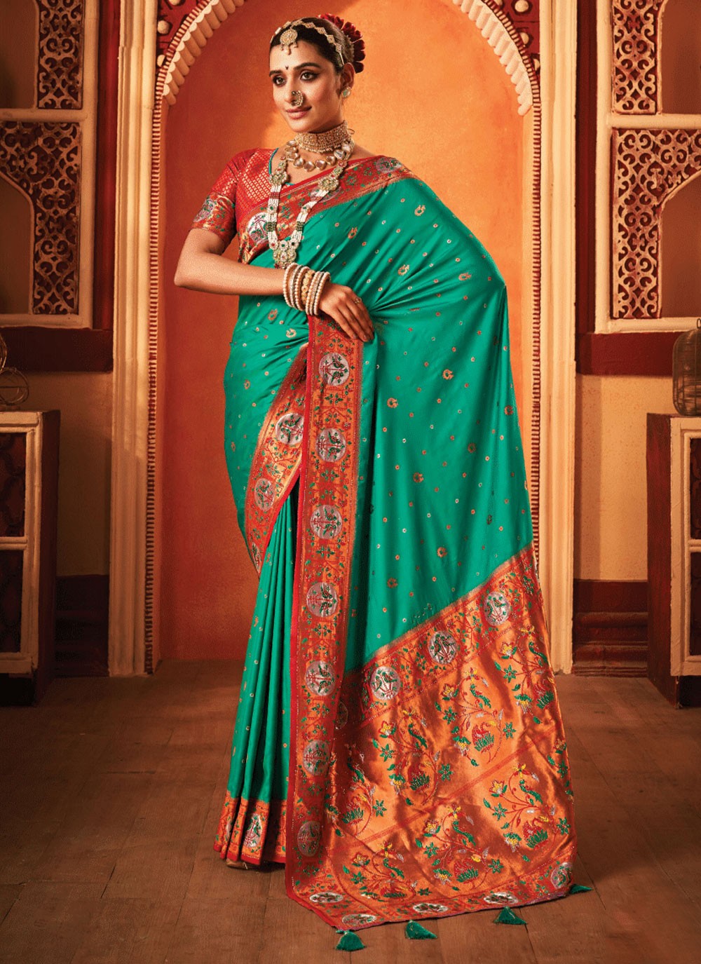 Classic Swarovski Banarasi Silk Saree - S6392