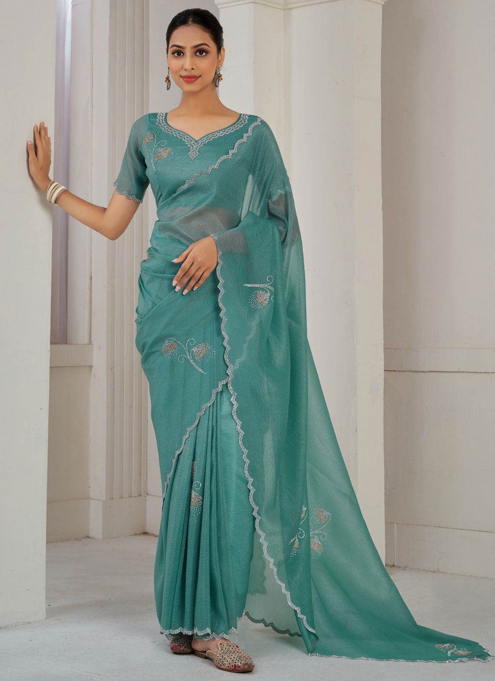 Cutdana, Swarovski Crush Saree - S11565