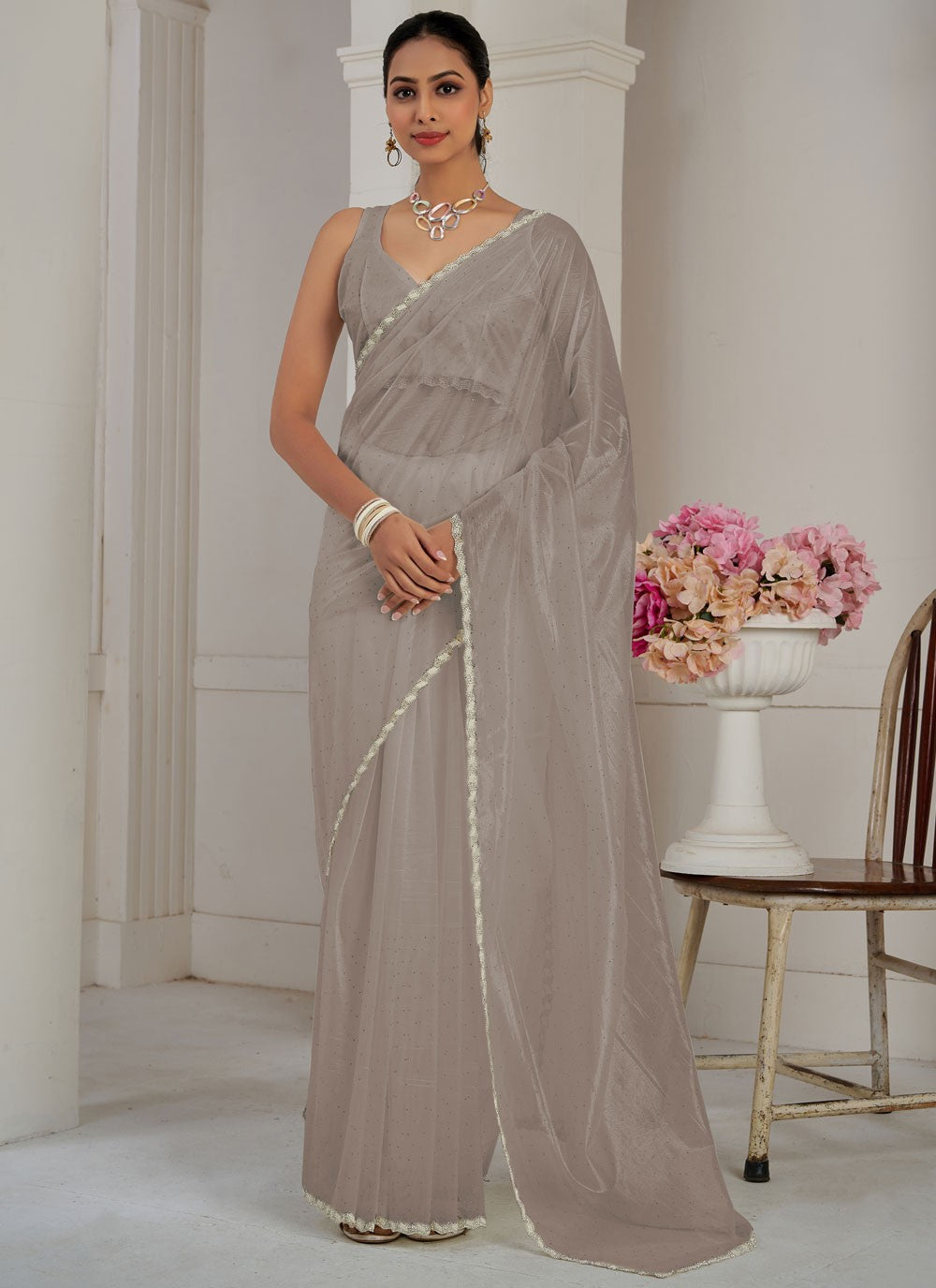 Classic Cutdana Net, Organza Saree - S10577