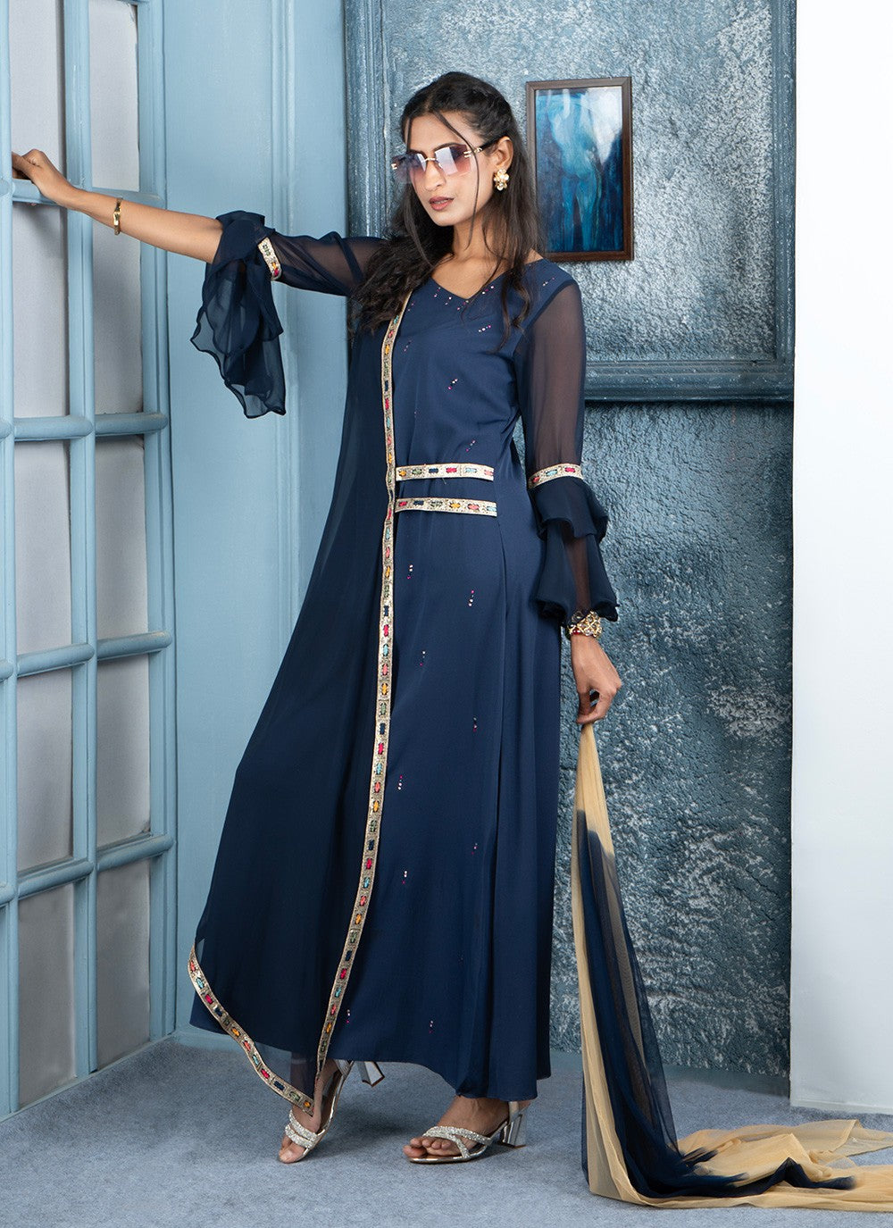 Georgette Pant Style Suit - T3046