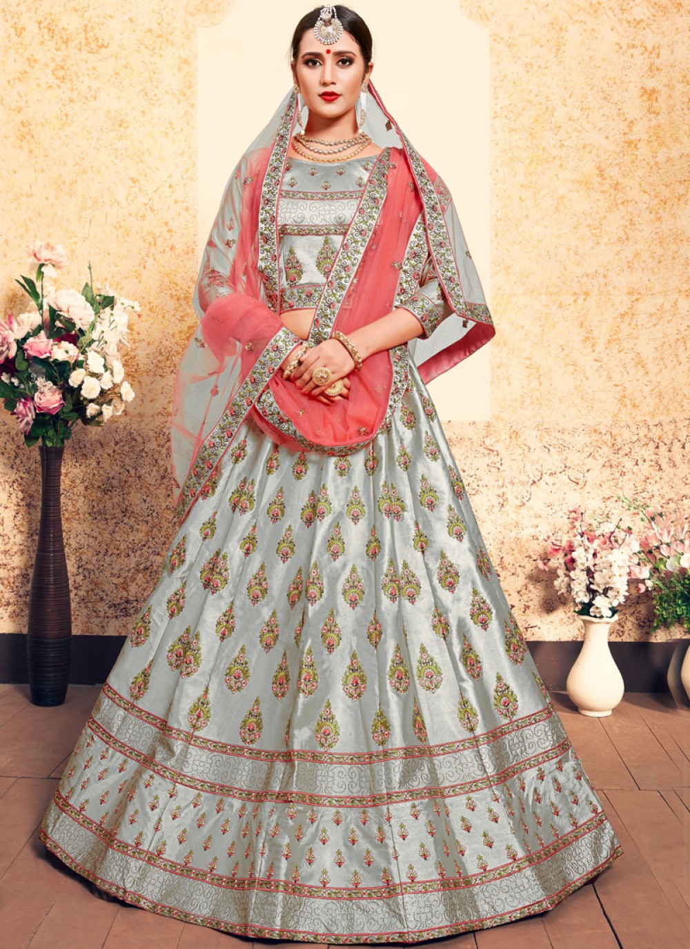 Swarovski Satin A - Line Lehenga - L0012