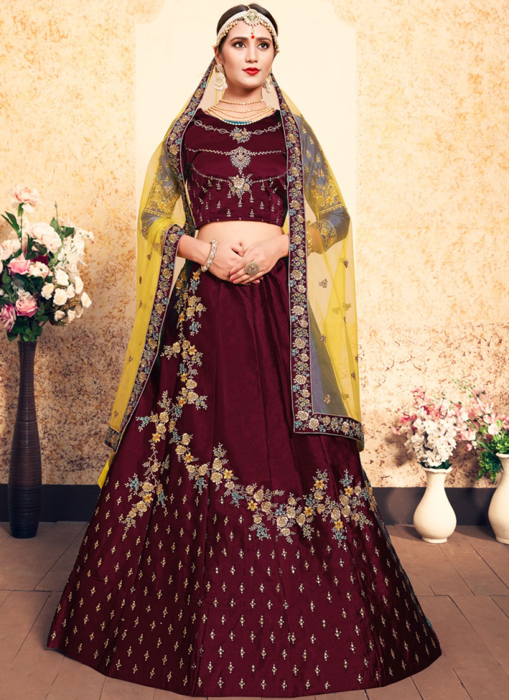 Swarovski Satin A - Line Lehenga - L0012