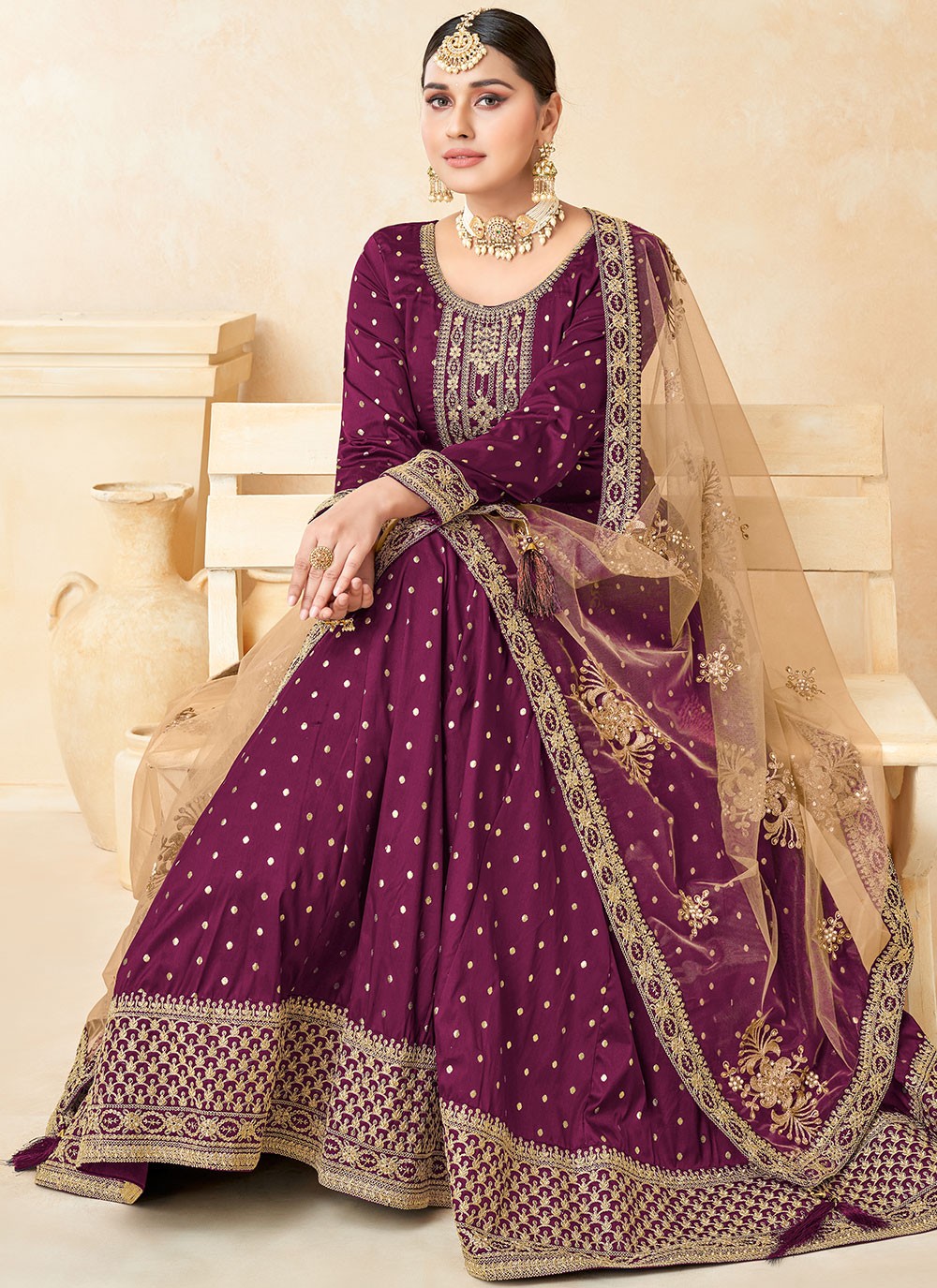 Tafeta Silk Anarkali - T931