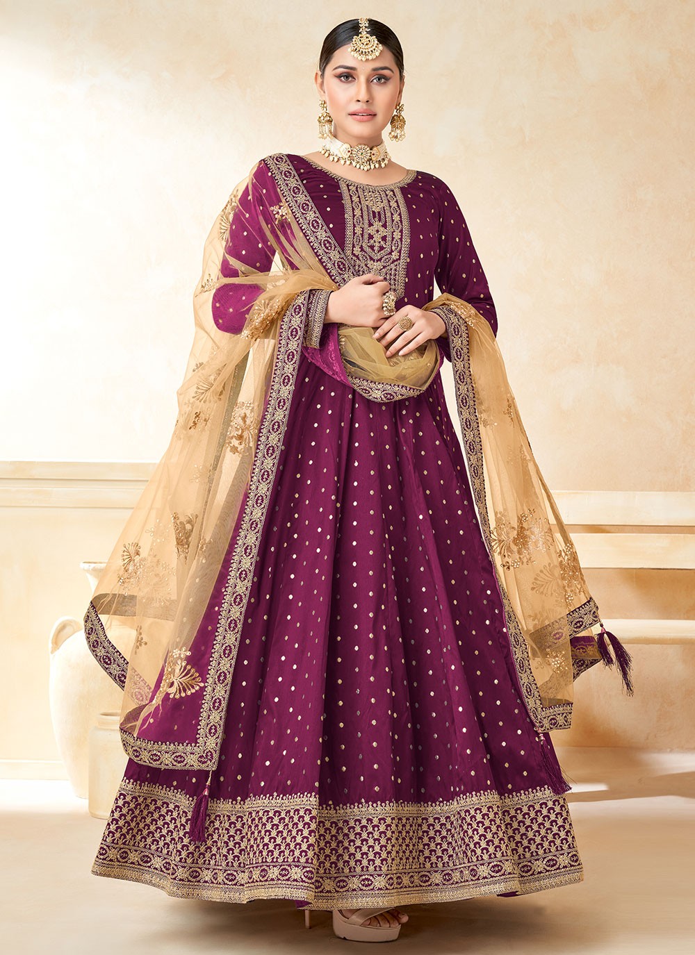 Tafeta Silk Anarkali - T931