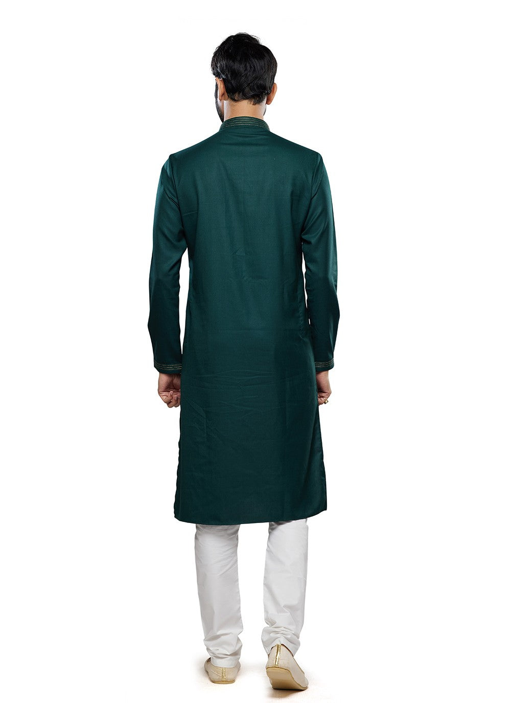 Plain Art Silk Teal Kurta Pyjama - M6756