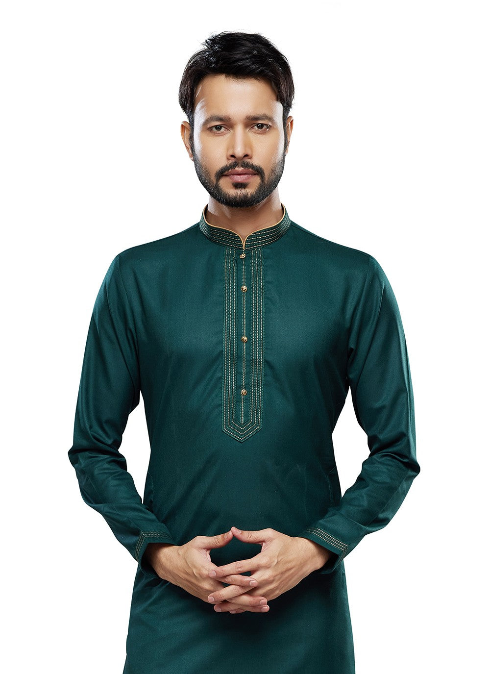 Plain Art Silk Teal Kurta Pyjama - M6756