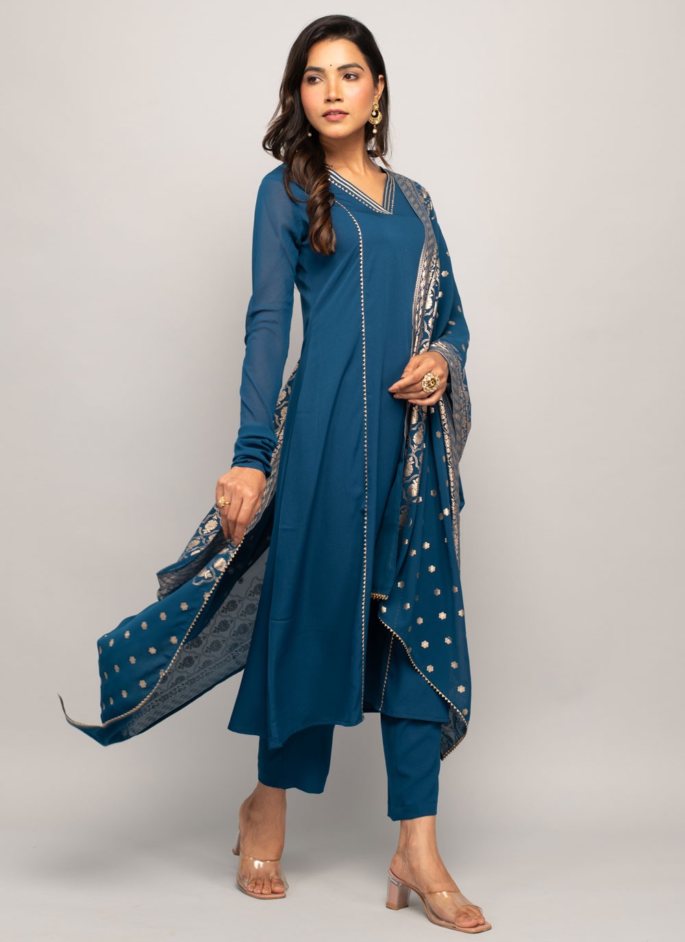 Faux Crepe Salwar Suit - T1674