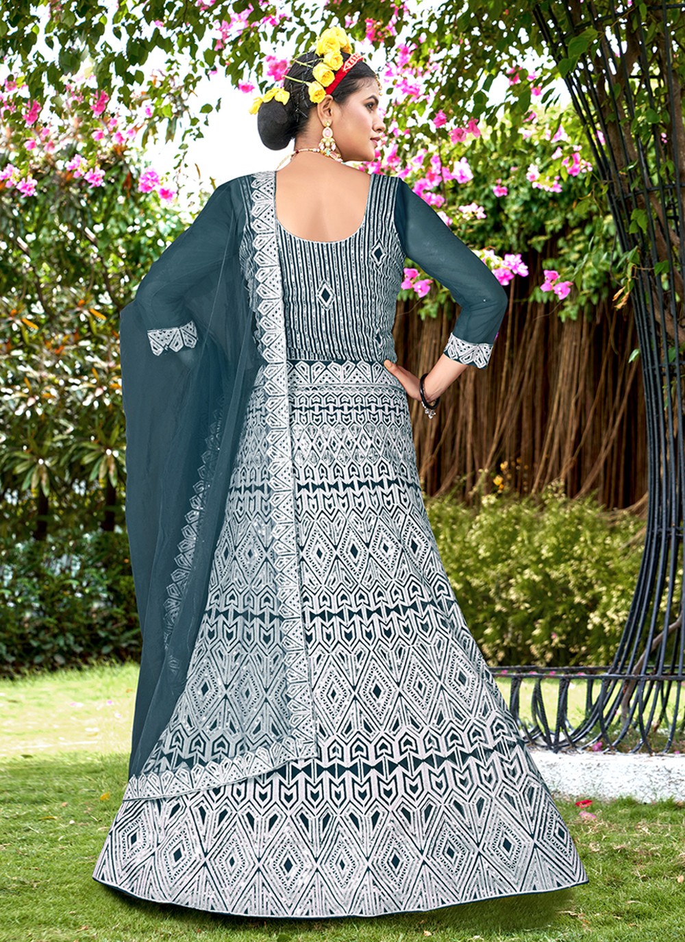 Embroidered Net A - Line Lehenga - L1104