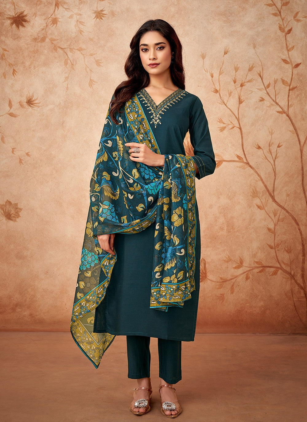 Chanderi , Viscose Pant Style Suit - T3303