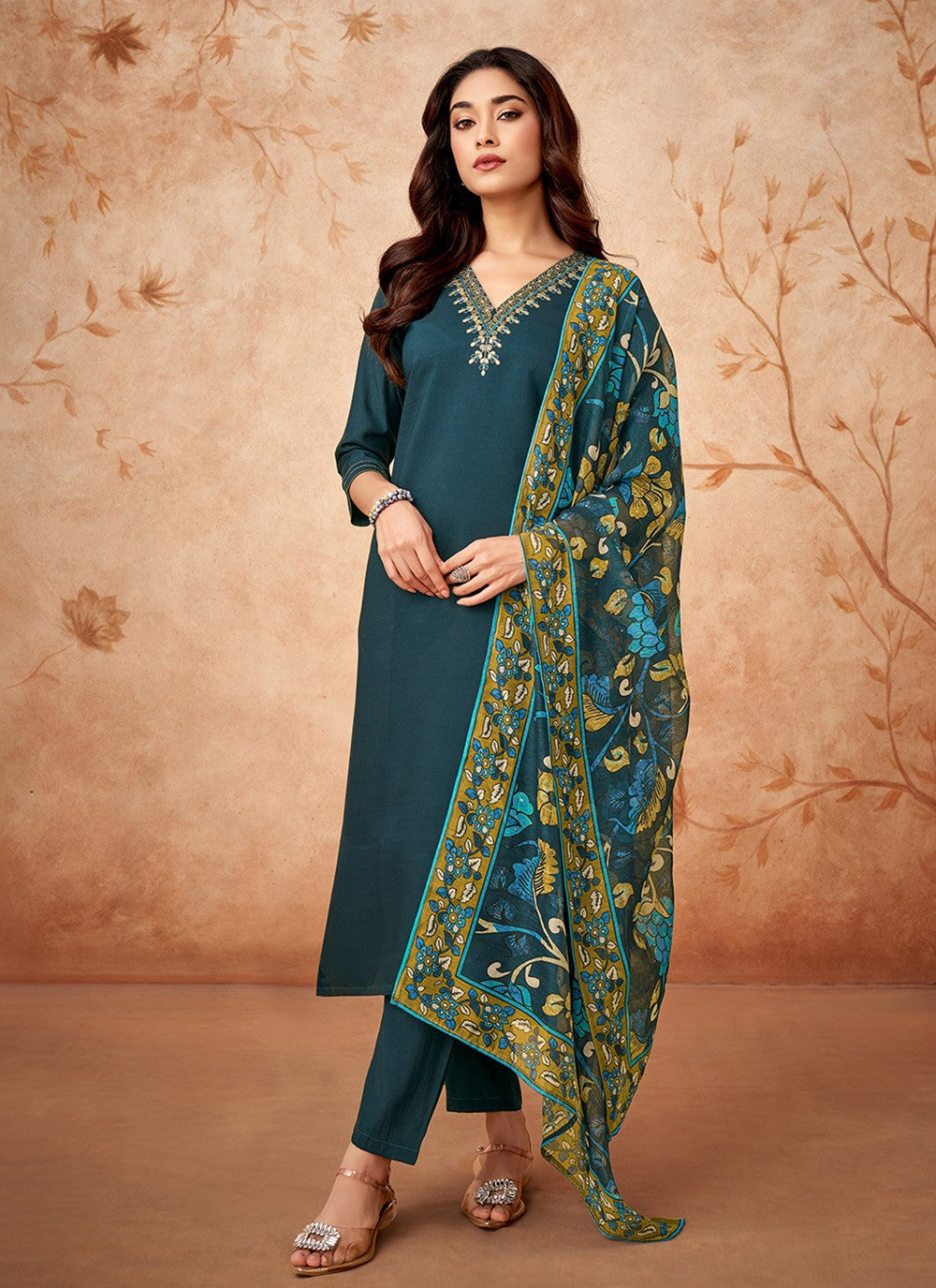 Chanderi , Viscose Pant Style Suit - T3303