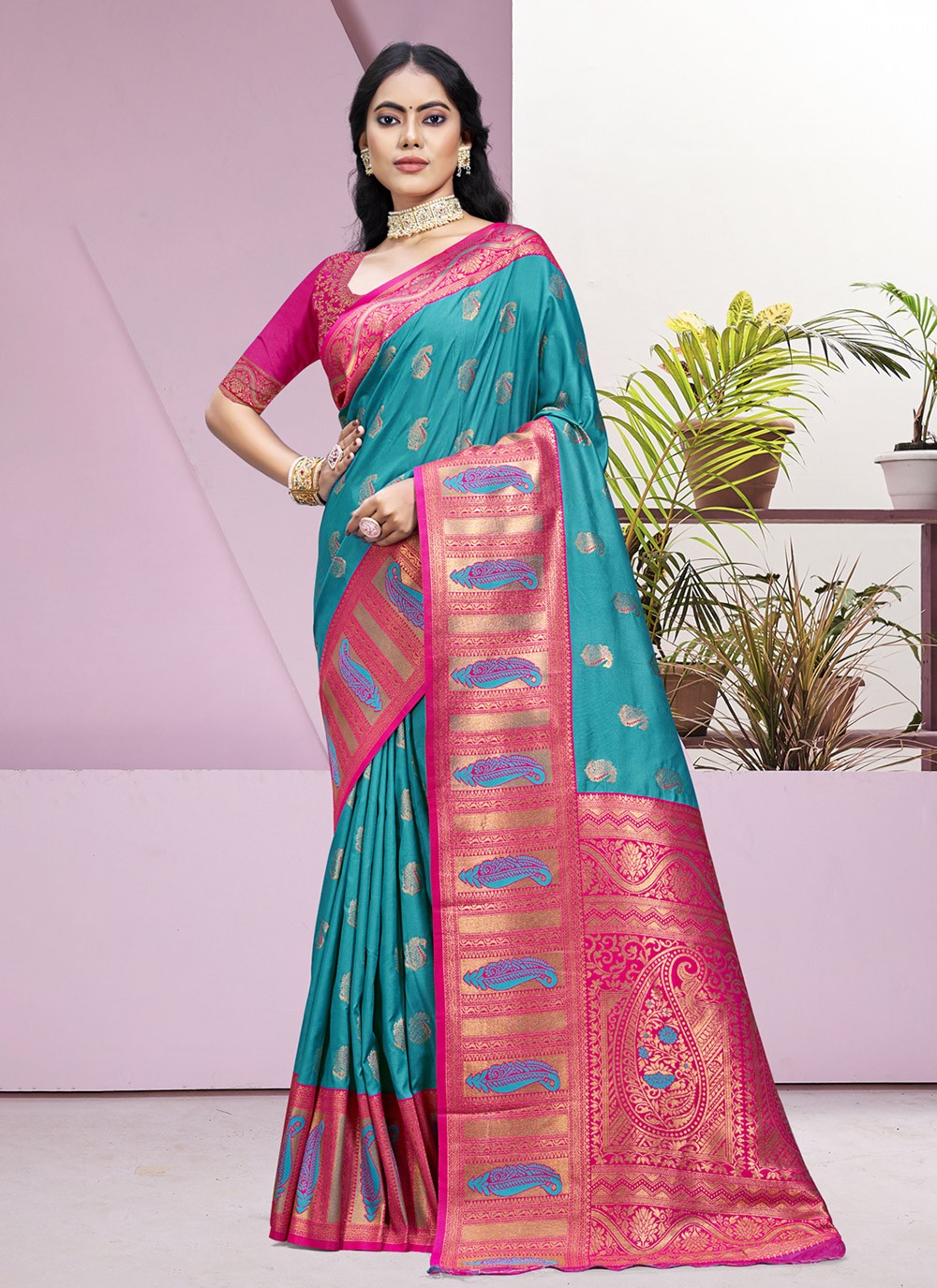 Classic Weaving Zari Silk Green Saree - S11226