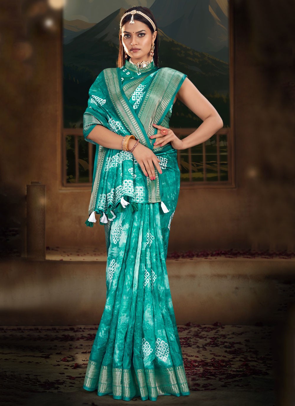 Classic Digital Print Cotton Saree - S6027