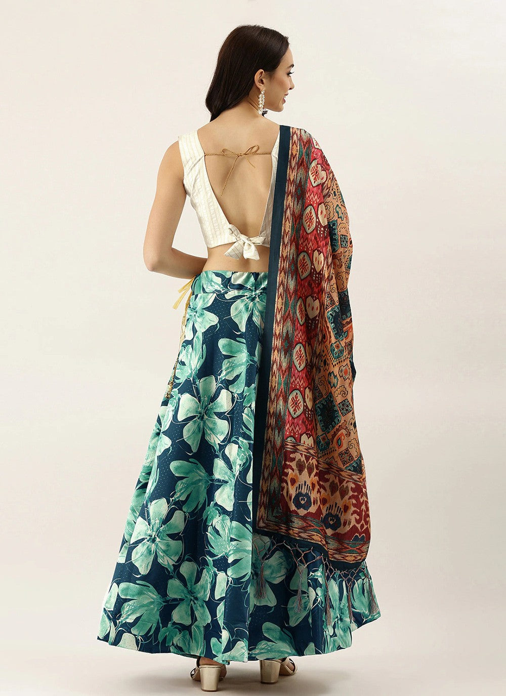 Digital Print Satin Silk A - Line Lehenga - L2115