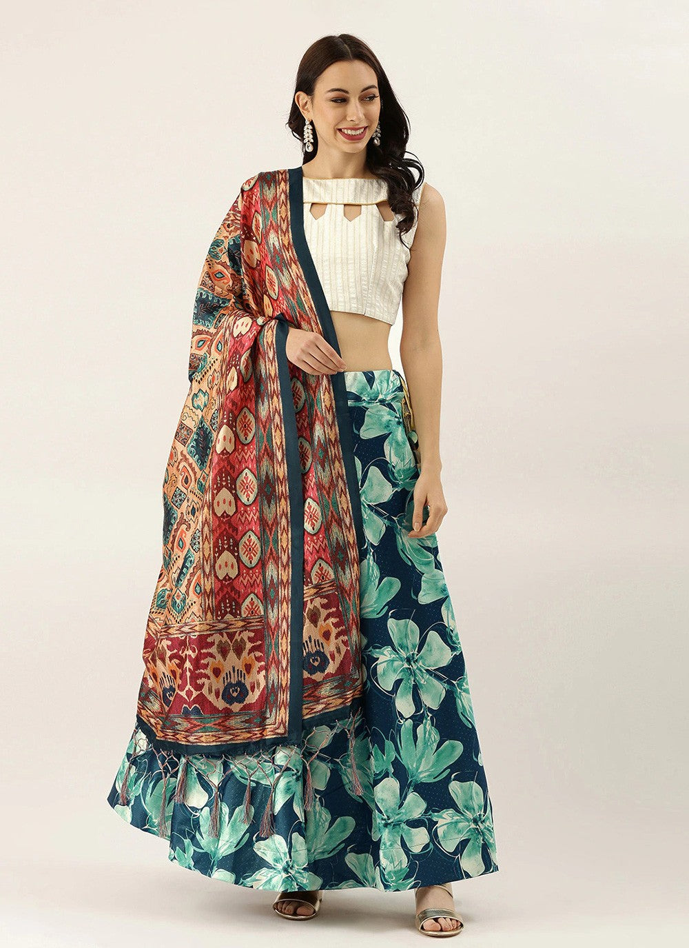 Digital Print Satin Silk A - Line Lehenga - L2115