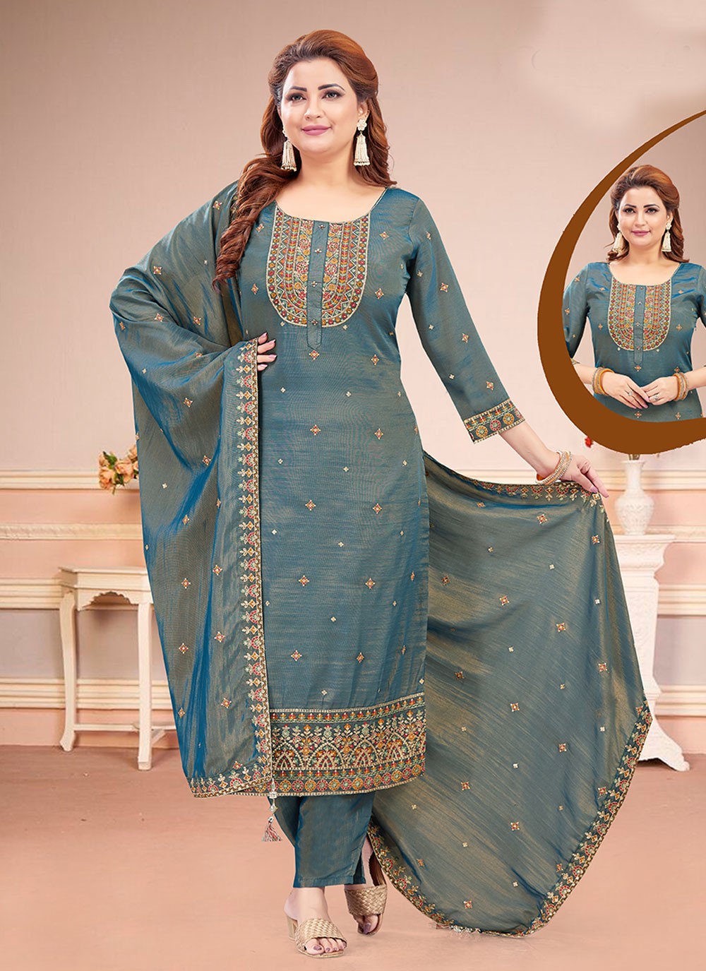 Silk Salwar Suit - T2886