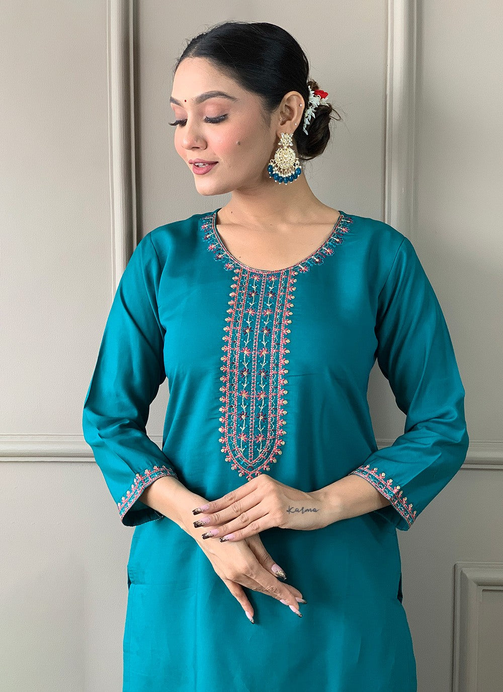 Chanderi , Viscose Pant Style Suit - T3295