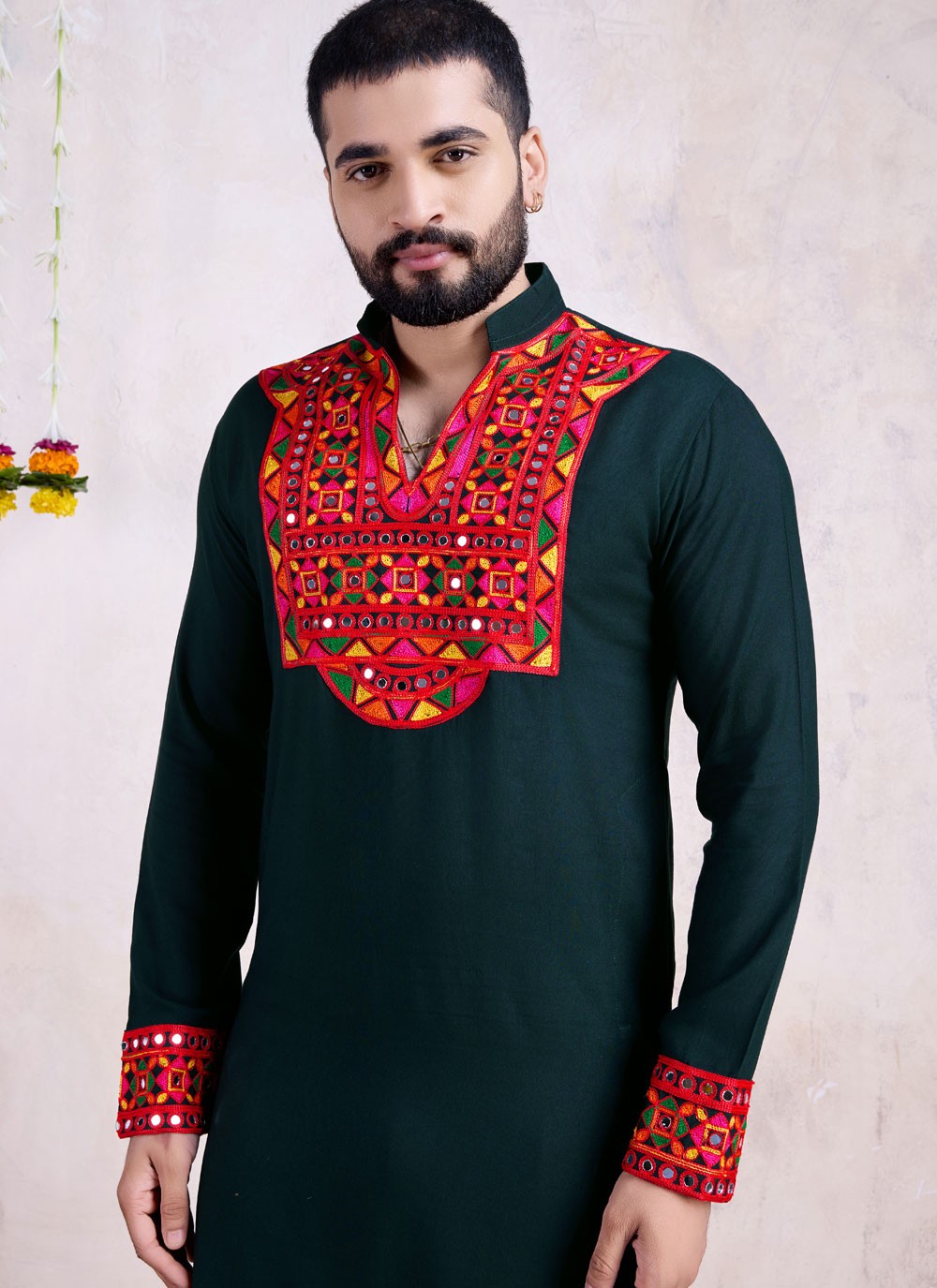 Fancy Work Rayon Teal Kurta - M8539