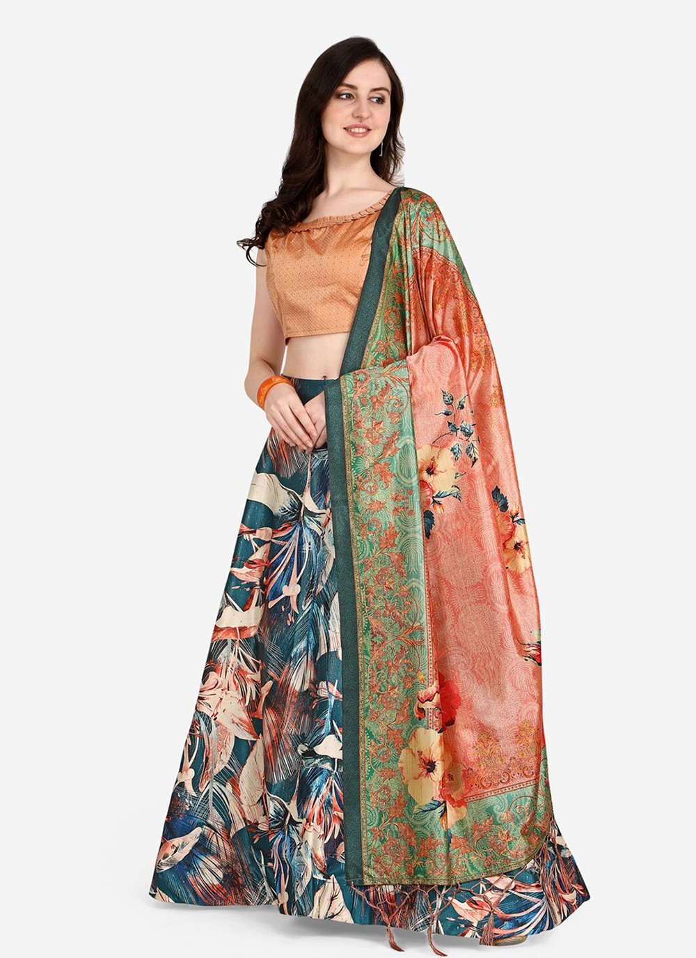 Digital Print Satin Silk A - Line Lehenga - L2124