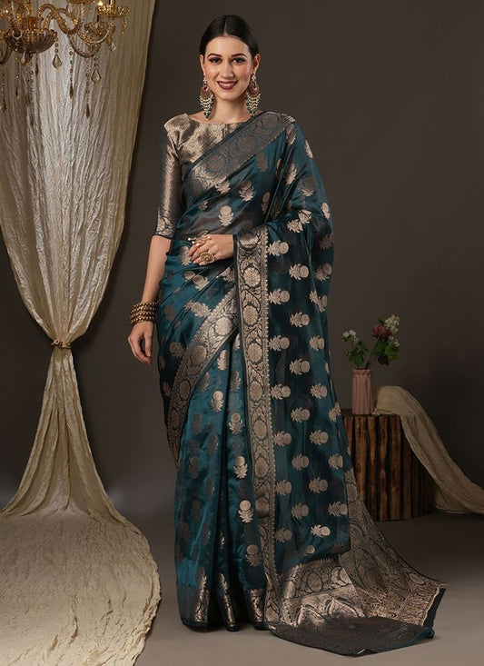 Classic Weaving Zari Organza Saree - S8907