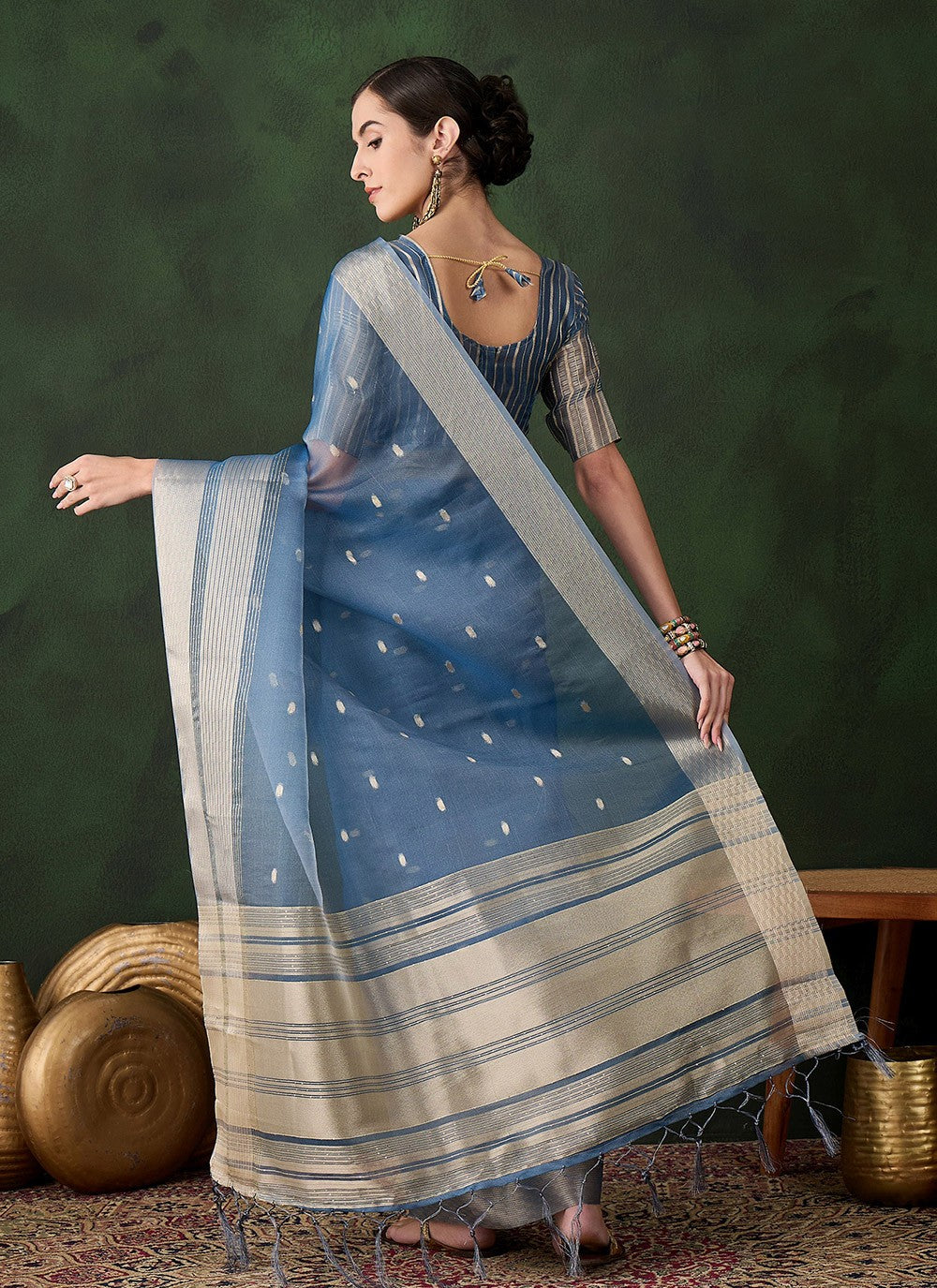 Trendy Woven Khadi, Organza Saree - S10452